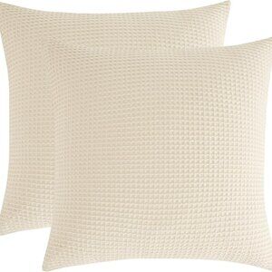 Waffle Weave Tan Euro Shams (2)